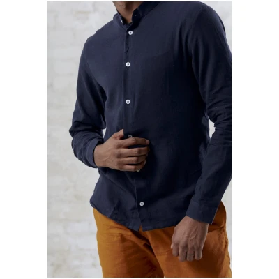 Jyoti Fair Works Herren vegan Hemd Hamu Slim-Fit Nachtblau Marineblau