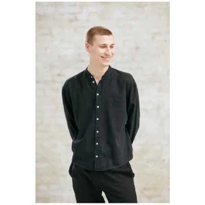 Jyoti Fair Works Herren vegan Hemd Harish Hanf/Tencel Schwarz