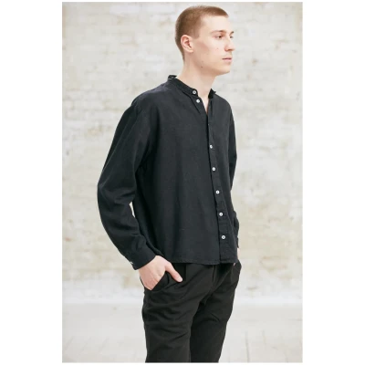 Jyoti Fair Works Herren vegan Hemd Harish Hanf/Tencel Schwarz
