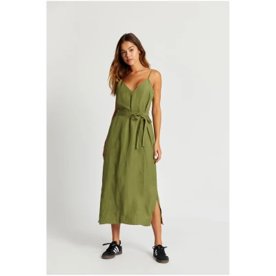 KOMODO Damen vegan Kleid Slip Iman Khaki Grün