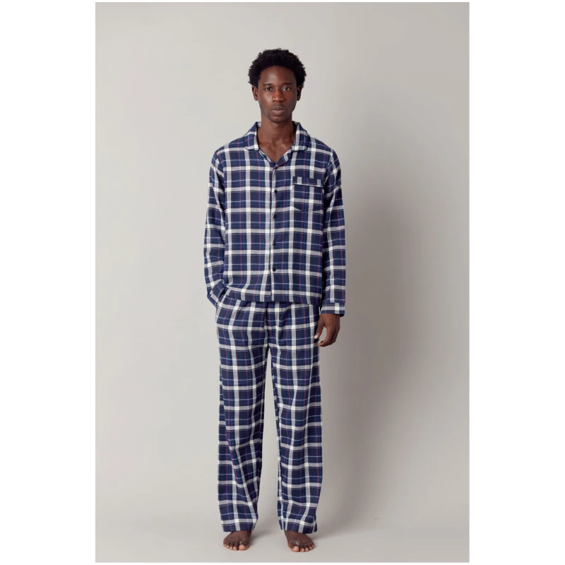KOMODO Herren vegan Pyjama Set Jim Jam Herren Gots Biologisch Baumwolle Dark Navy
