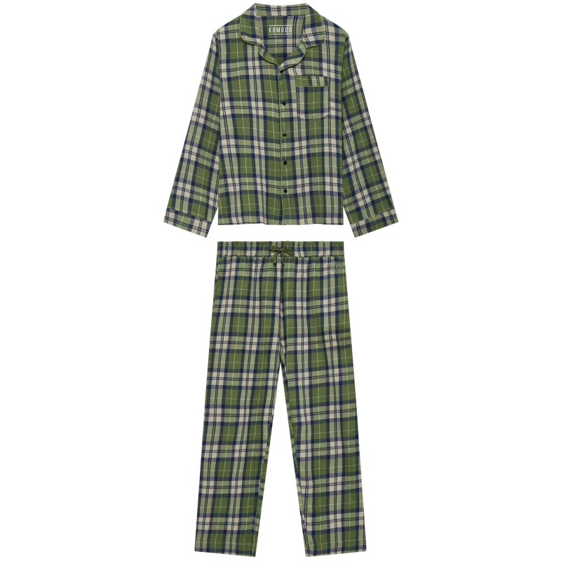 KOMODO Herren vegan Pyjama Set Jim Jam Herren Gots Biologisch Baumwolle Tannengrün