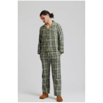 KOMODO Herren vegan Pyjama Set Jim Jam Herren Gots Biologisch Baumwolle Tannengrün