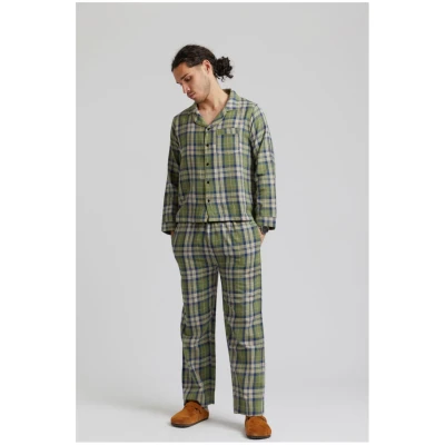 KOMODO Herren vegan Pyjama Set Jim Jam Herren Gots Biologisch Baumwolle Tannengrün