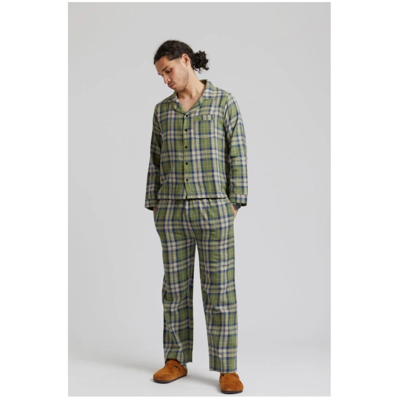 KOMODO Herren vegan Pyjama Set Jim Jam Herren Gots Biologisch Baumwolle Tannengrün