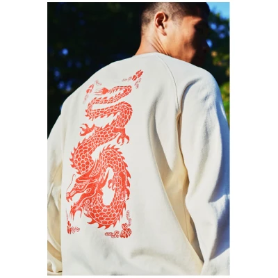 KOMODO Herren vegan Sweatshirt Drache Creme