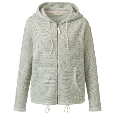 Kapuzenjacke mit Reißverschluss aus reiner Bio-Baumwolle, lorbeer geringelt 36/38