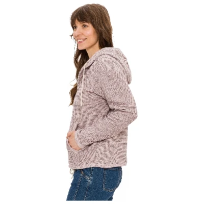 Kapuzenjacke mit Reißverschluss aus reiner Bio-Baumwolle, pflaume geringelt 36/38