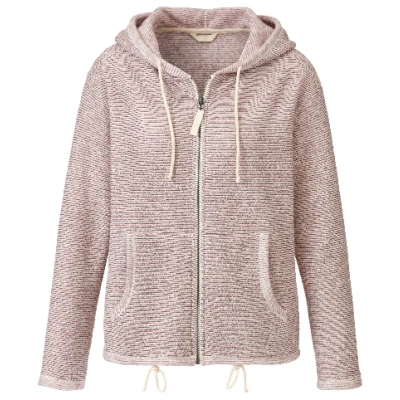 Kapuzenjacke mit Reißverschluss aus reiner Bio-Baumwolle, pflaume geringelt 36/38