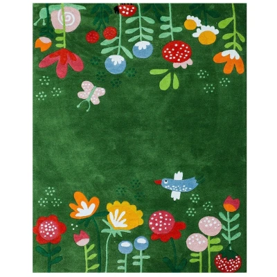 Kinderteppich Bio-Baumwolle "Blumen" Maße ca. 100 x 130 x 1,5 cm