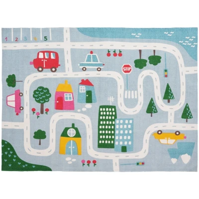 Kinderteppich Bio-Baumwolle in Web-Qualität "Spielstraße" Maße 114 x 160 cm