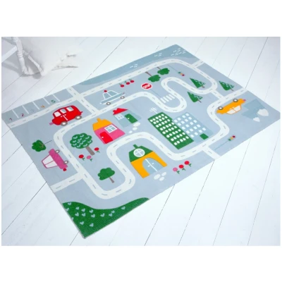 Kinderteppich Bio-Baumwolle in Web-Qualität "Spielstraße" Maße 114 x 160 cm