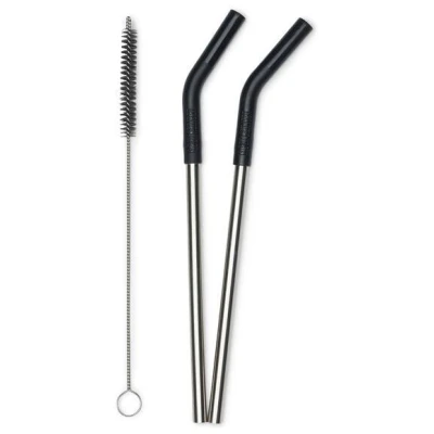 Klean Kanteen Edelstahl Trinkhalme 2er Set 8mm mit Trinkhalmbürste (schwarz)