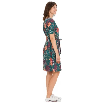 Kleid mit Blumenprint aus reiner Bio-Baumwolle, smaragd gemustert 36