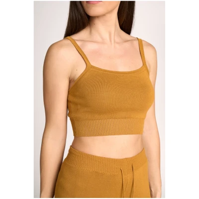 Knitted Crop Top With Shoulder Straps