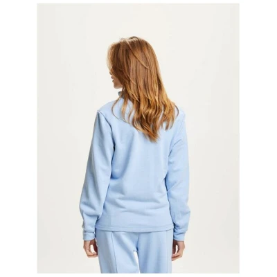 KnowledgeCotton Apparel Damen Sweatshirt mit Stehkragen und Zipper "HIGH NECK SWEAT" aus Biobaumwolle - Chambray Blue, GOTS zertifiziert