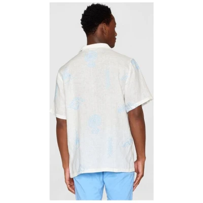 KnowledgeCotton Apparel Hemd - Embroidery Box Fit short sleeve - aus Leinen (bio)