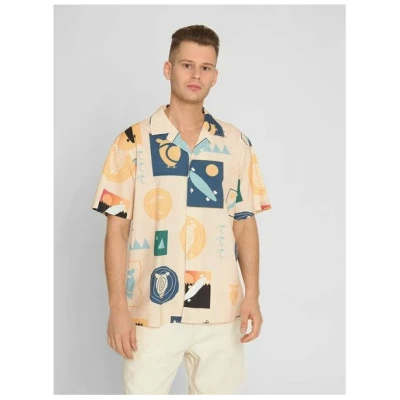 KnowledgeCotton Apparel Lockeres Hemd - AOP Urskog - aus Bio-Baumwolle
