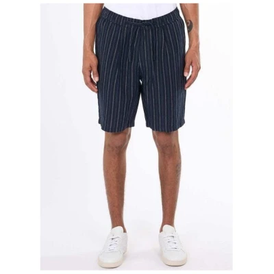KnowledgeCotton Apparel Loose Striped Shorts aus Bio-Leinen