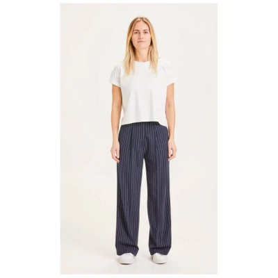 KnowledgeCotton Apparel Stoffhose - POSEY pin strip wide pants - mit recyceltem Polyester