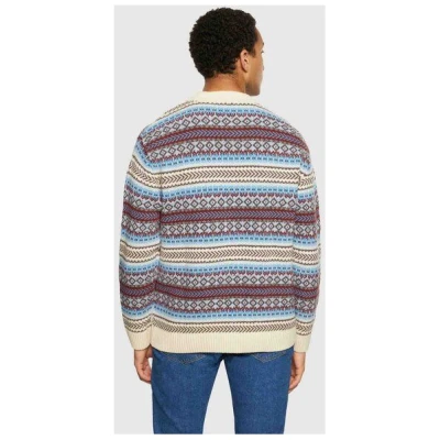 KnowledgeCotton Apparel Strickpullover - Knitted Fair Isle Crew Neck- aus Bio-Wolle