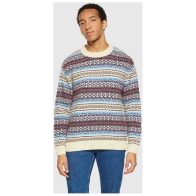 KnowledgeCotton Apparel Strickpullover - Knitted Fair Isle Crew Neck- aus Bio-Wolle