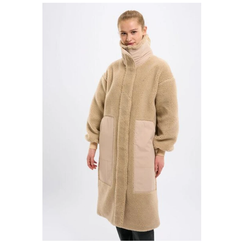 KnowledgeCotton Apparel Teddy Mantel - High Neck Zip - aus recyceltem Polyester