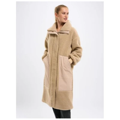 KnowledgeCotton Apparel Teddy Mantel - High Neck Zip - aus recyceltem Polyester