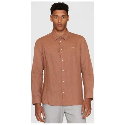 KnowledgeCotton Apparel langarm Hemd - Regular Fit Linen Shirt - aus 100% biologischen Leinen