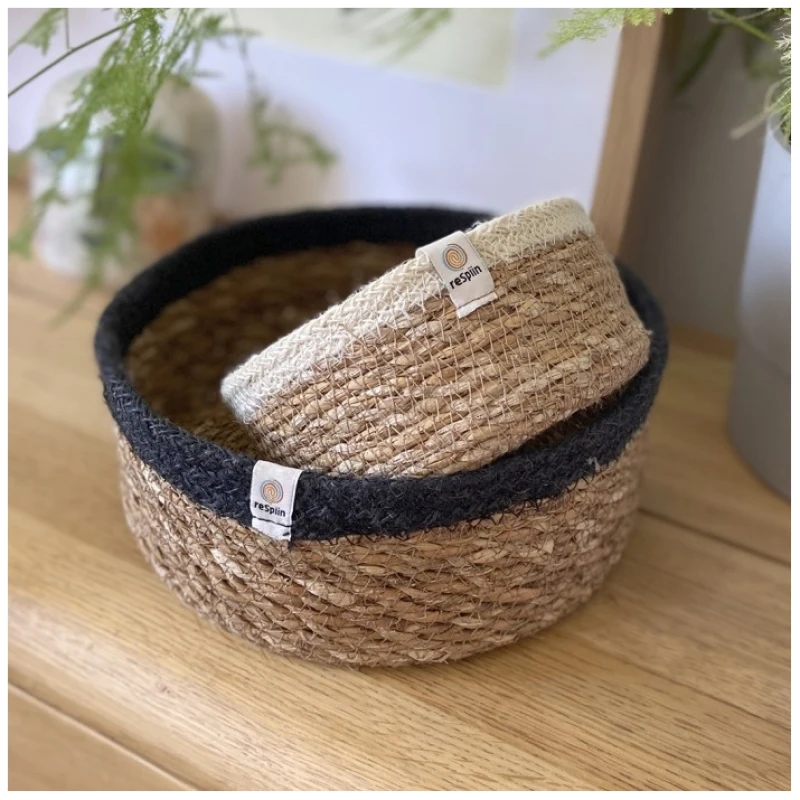 Korb aus Seegras und Jute "Weiß"