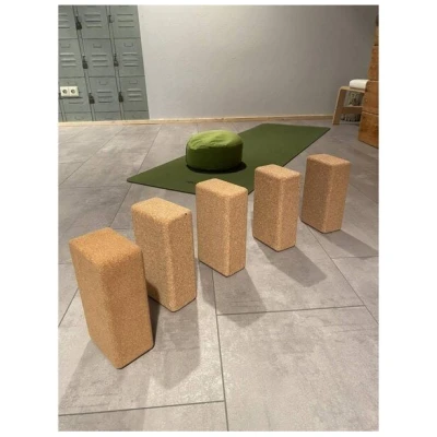 Kork-Deko 2er-Set Yoga Blöcke Klötze aus Naturkork, Kork, Doppelpack 23x12x7,5cm