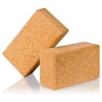 Kork-Deko 2er-Set Yoga Blöcke Klötze aus Naturkork, Kork, Doppelpack 23x12x7,5cm