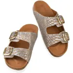 Kork-Deko Damen Slipper aus Kork - Größe EU 36 - 41 (Damen) | grau-silber-gold