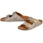 Kork-Deko Damen Slipper aus Kork - Größe EU 36 - 41 (Damen) | grau-silber-gold