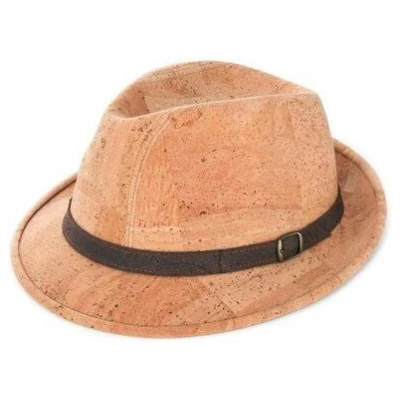 Kork-Deko Trilby Hut aus Korkstoff - beige (Kork Hut "Melone", Fedora-Style)