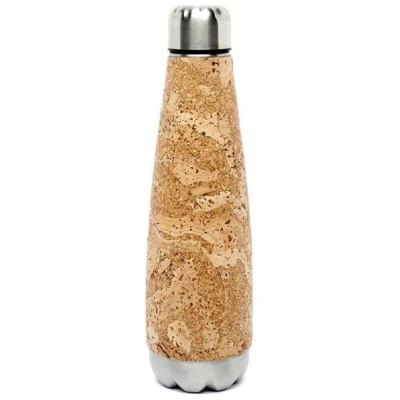 Kork-Deko Trinkflasche aus Edelstahl mit Kork-Mantel, 600 ml