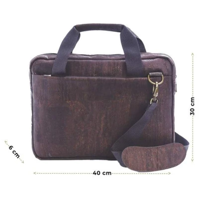 Kork-Deko stylische Schultertasche aus Kork-Stoff - Aktentasche | dunkelbraun