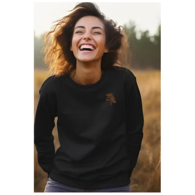 Kultgut Vegan - Leichtes Sweatshirt innen flauschig/ Tree in echter Woodoptik