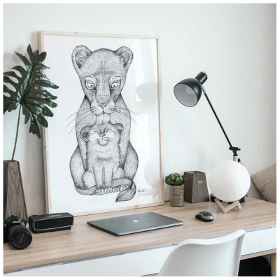 Kunstdruck "Löwenmutter" von LIGARTI | A4, A3 oder A2 | Wandbild | Poster | Kunst