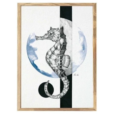 Kunstdruck "Seepferdchen Kreis" von LIGARTI | A4, A3 oder A2 | Wandbild | Poster | Kunst