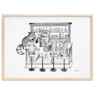 Kunstdruck "Tierbar" von LIGARTI | A4, A3 oder A2 | Wandbild | Poster | Kunst