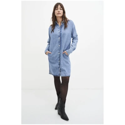 Kuyichi Damen vegan Denim Kleid Mara Blau