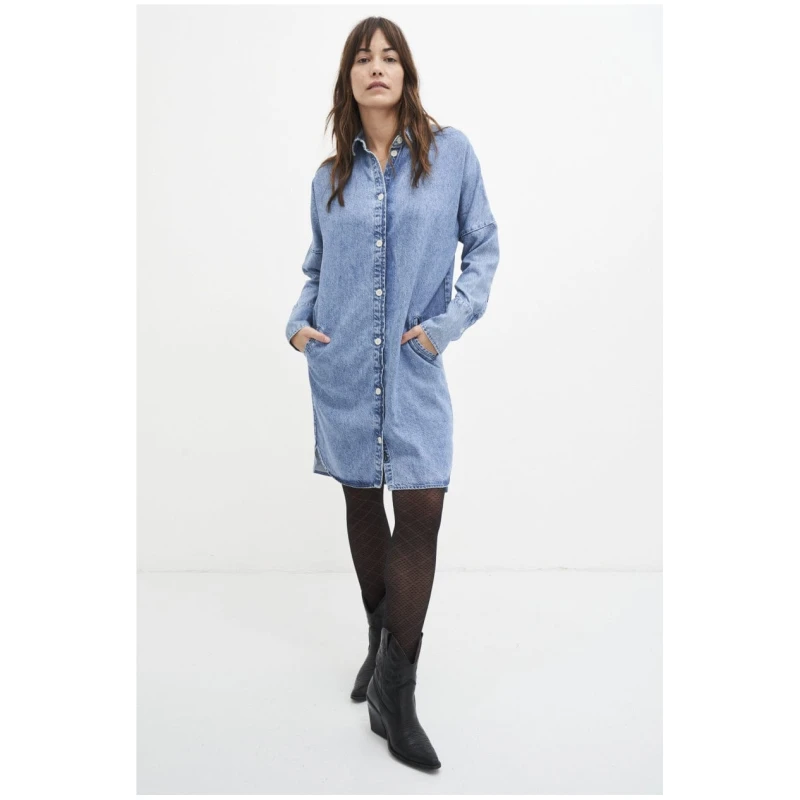 Kuyichi Damen vegan Denim Kleid Mara Blau