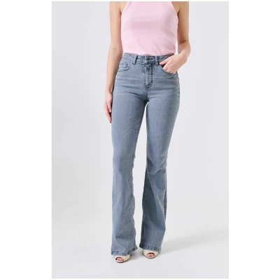 Kuyichi Damen vegan Flare Jeans Lisette Hellgrau