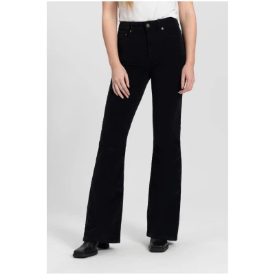 Kuyichi Damen vegan Hose Flare Corduroy Lisette Tiefschwarz