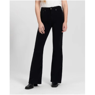 Kuyichi Damen vegan Hose Flare Corduroy Lisette Tiefschwarz