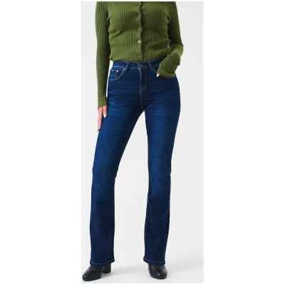 Kuyichi Damen vegan Jeans Mid Waist Amy Bootcut Herbal Blue
