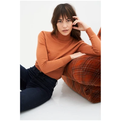 Kuyichi Damen vegan Rachel Rollkragenpullover Warm Rust