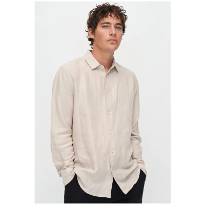 Kuyichi Herren vegan Hemd Nico Sand Melange Beige