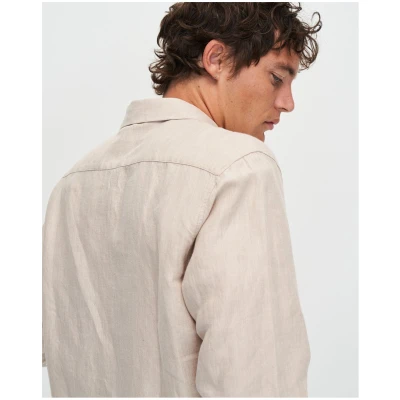 Kuyichi Herren vegan Hemd Nico Sand Melange Beige